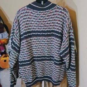 Multi-colour Cable Knit Vintage Sweater